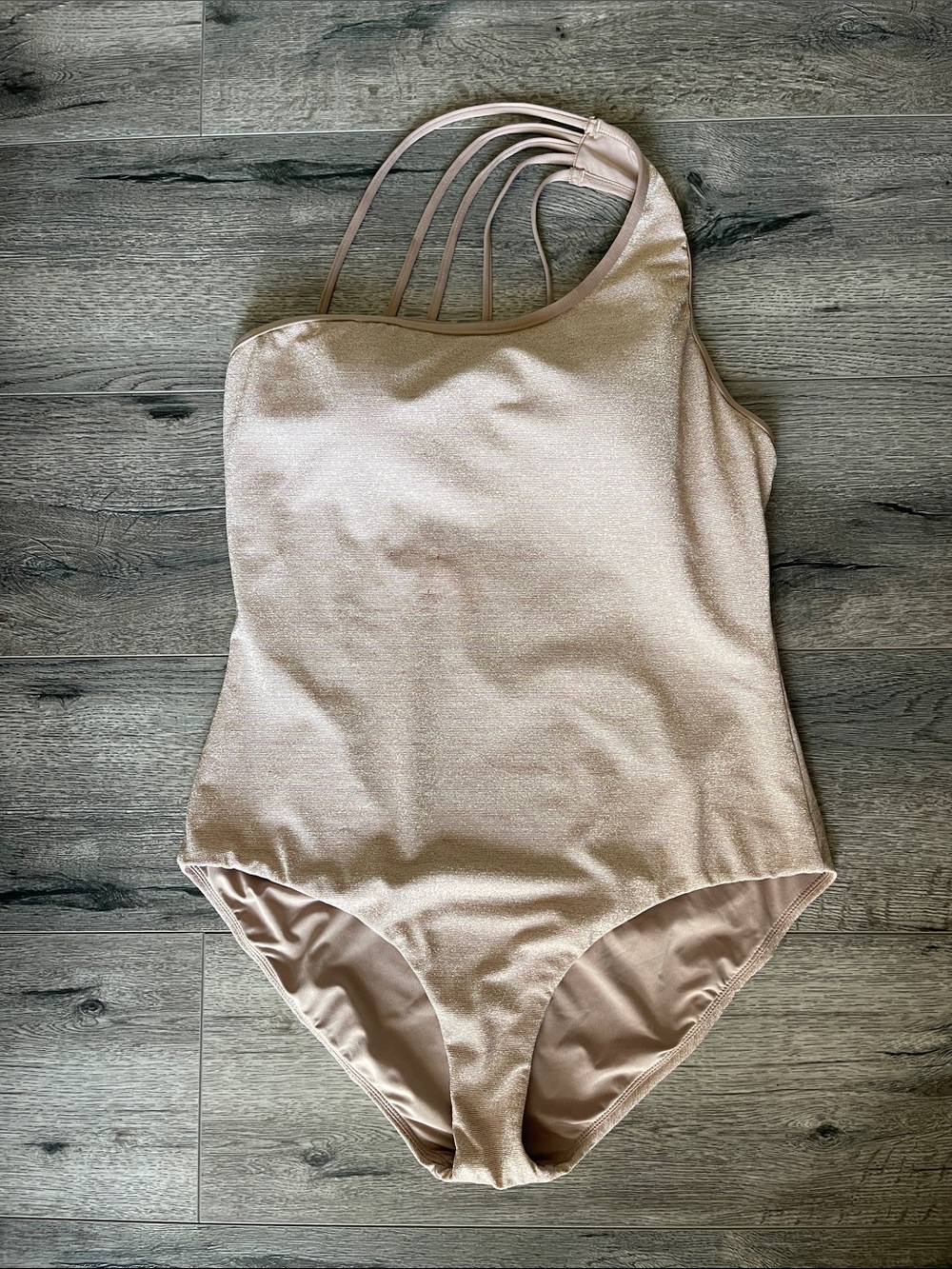 Jantzen One-Shoulder Shimmery Blush tan/gold  Swimsuit